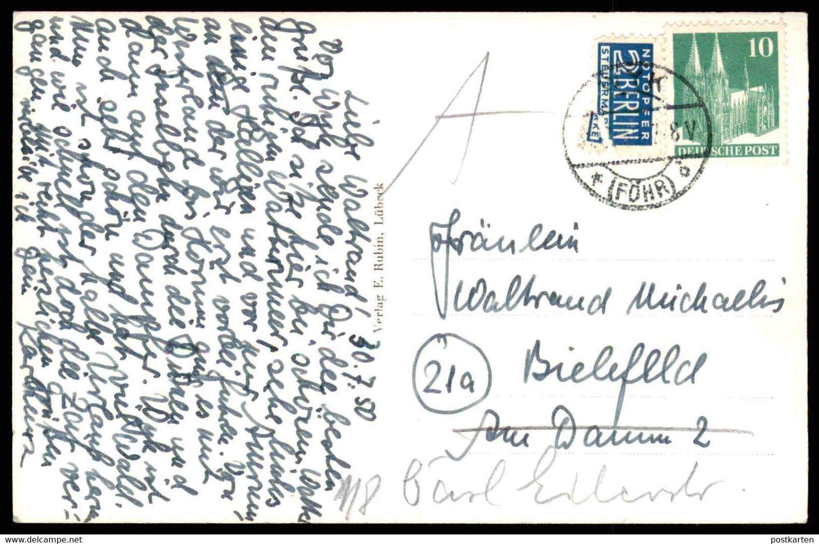 ÄLTERE POSTKARTE GRUSS AUS NORDSEEBAD WYK AUF FÖHR 1950 NIEBLUM TRACHT STRAND Insel Ansichtskarte AK Cpa Postcard - Föhr