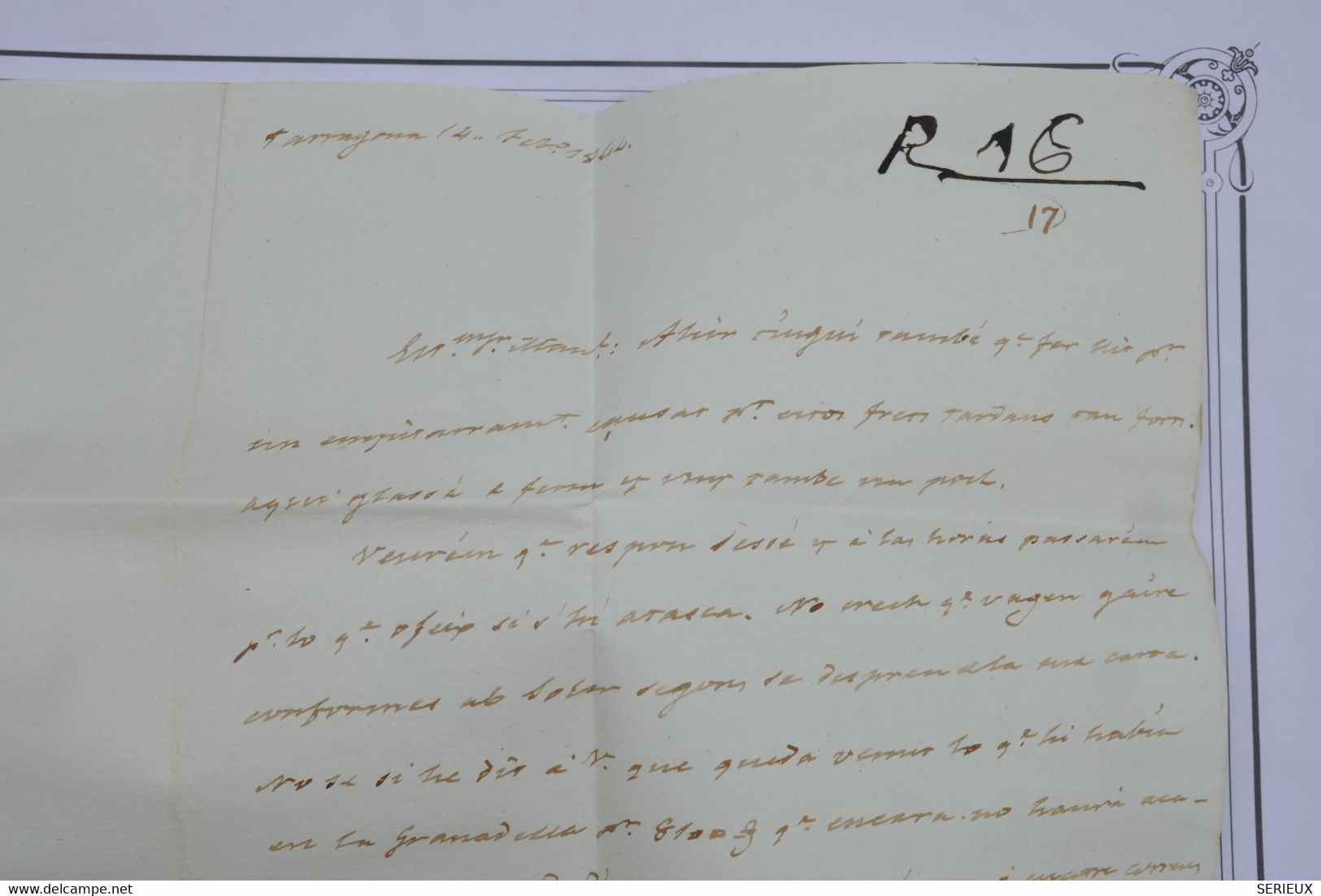 AS17 ESPANA  BELLE  LETTRE 1844   TARRACA CATALUNA   POUR BARCELONA ESPAGNE   ++++ AFFRANCH. INTERESSANT - ...-1850 Prefilatelia