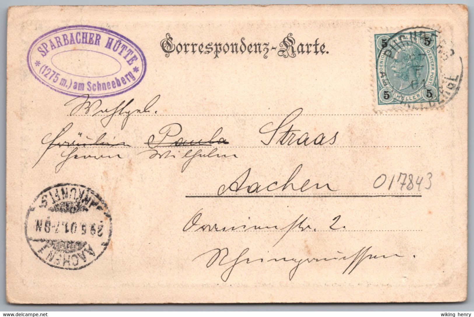 Puchberg - S/w Mit Schneeberg 1   Mit Stempel Sparbacher Hütte 1901 - Prägekarte - Schneeberggebiet