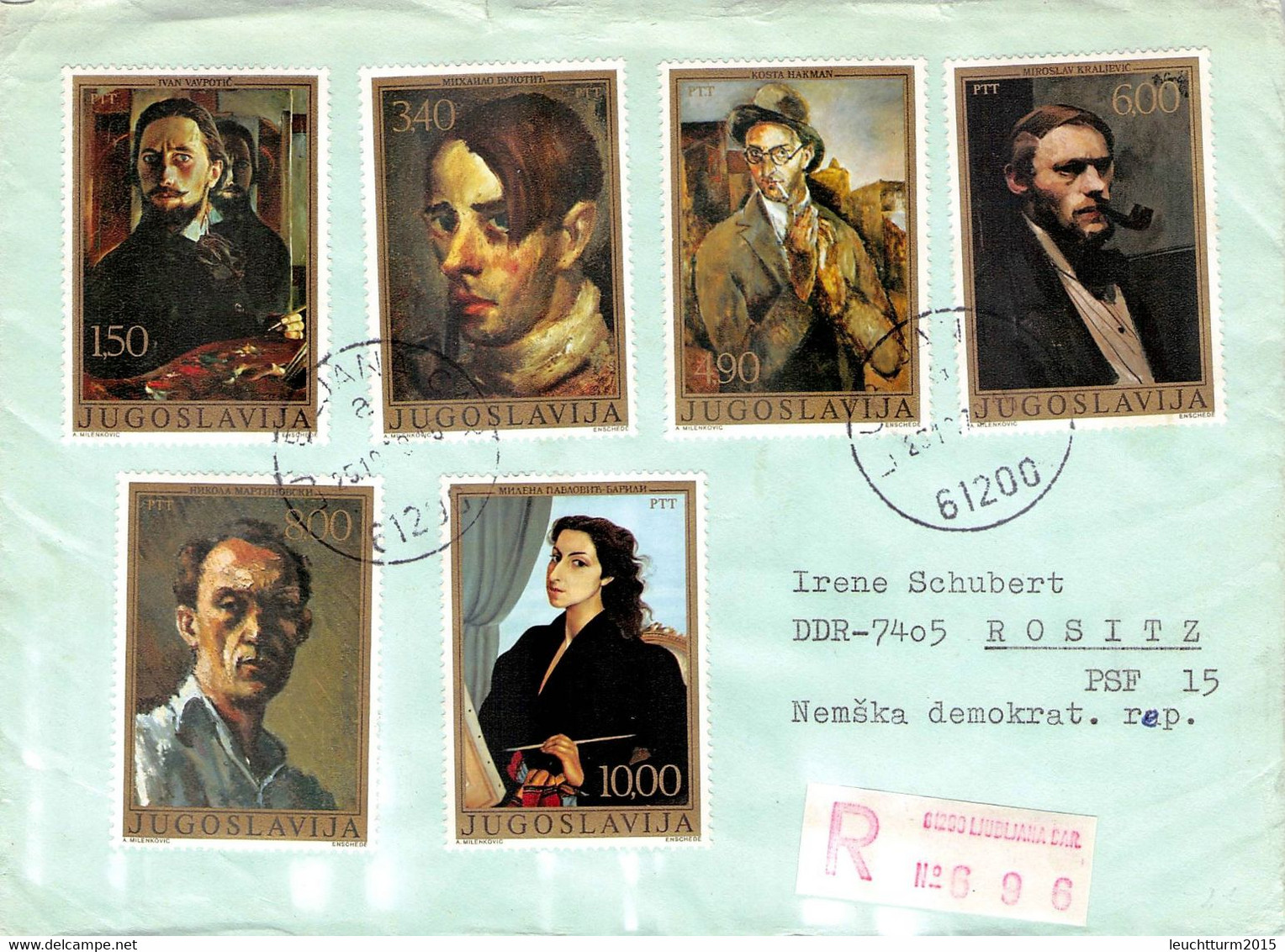 JUGOSLAVIJA - REGISTERED MAIL 1977 LJUBLJANA > ROSITZ/DDR / ZL320 - Covers & Documents