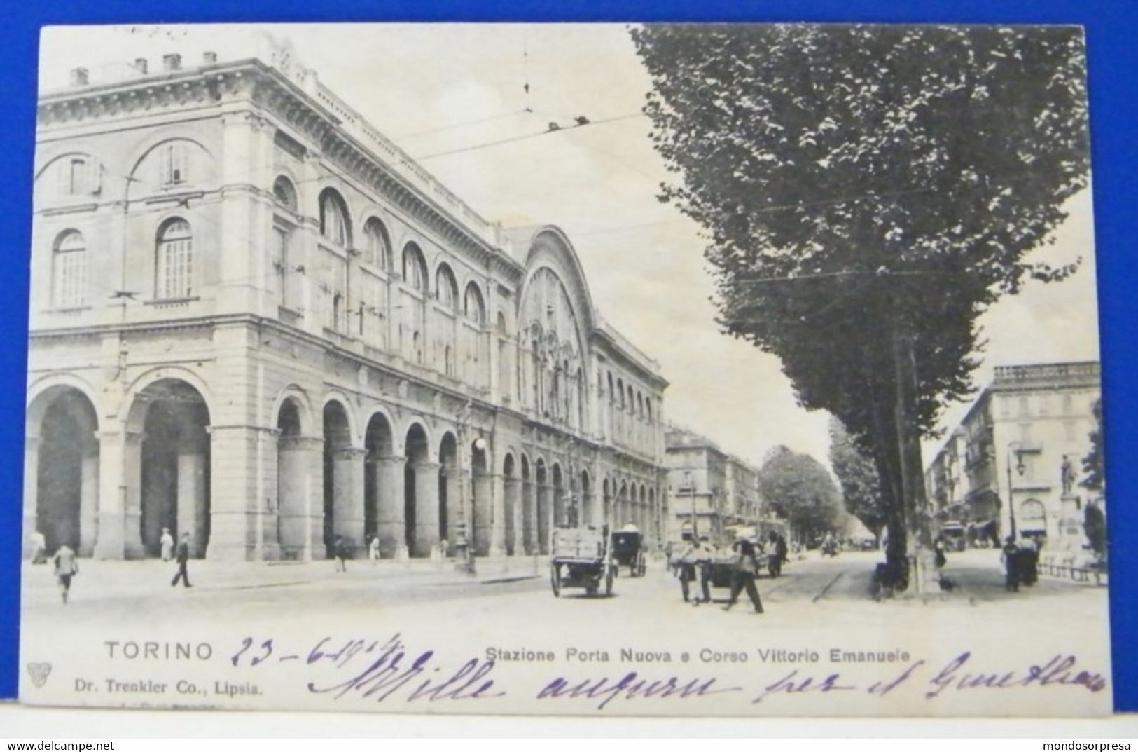 (T) TORINO -  ANIMATA - STAZIONE PORTA NUOVA E CORSO VITTORIO EMANUELE - VIAGGIATA 1904 - Stazione Porta Nuova