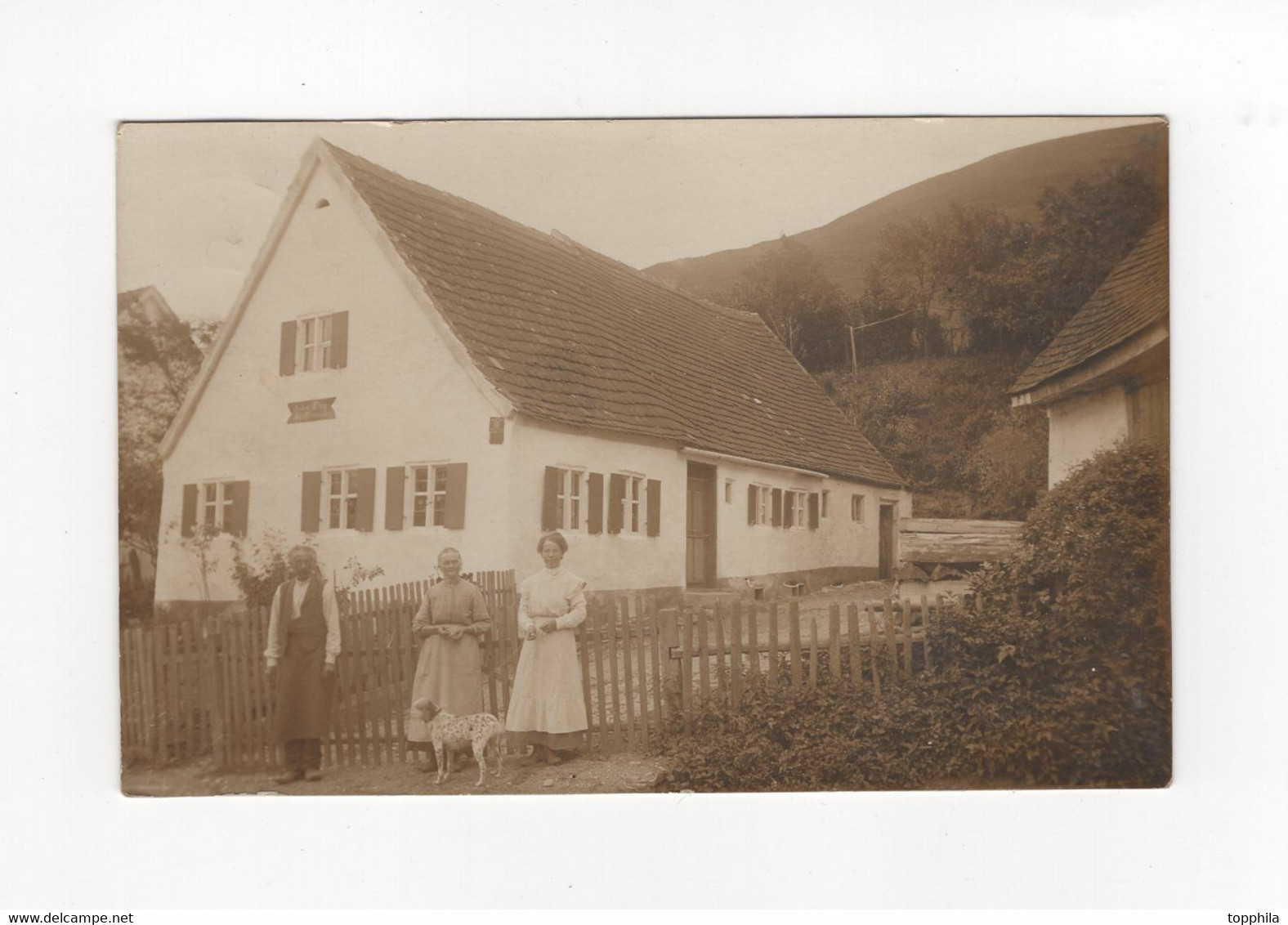 1912 Bayern S/W Photokarte Anwesen Anton Lipp Familie Und Hund In Aislingen Lkr. Dillingen - Dillingen