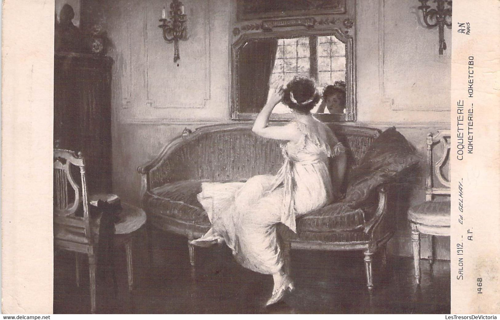CPA Salon 1912 - Ed Gelhay - Coquetterie - Femme Devant Un Miroir - Paintings