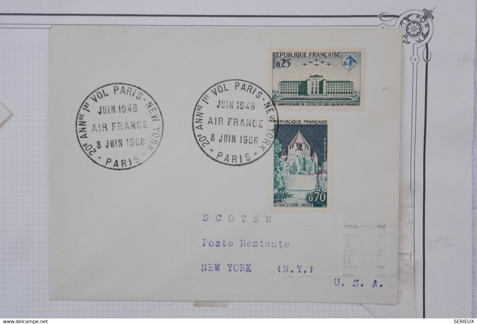 M6 FRANCE BELLE LETTRE 1967 1ER VOL  PARIS NEW YORK USA +AEROPHILATELIE+ AFFRANCH. PLAISANT - 1960-.... Covers & Documents