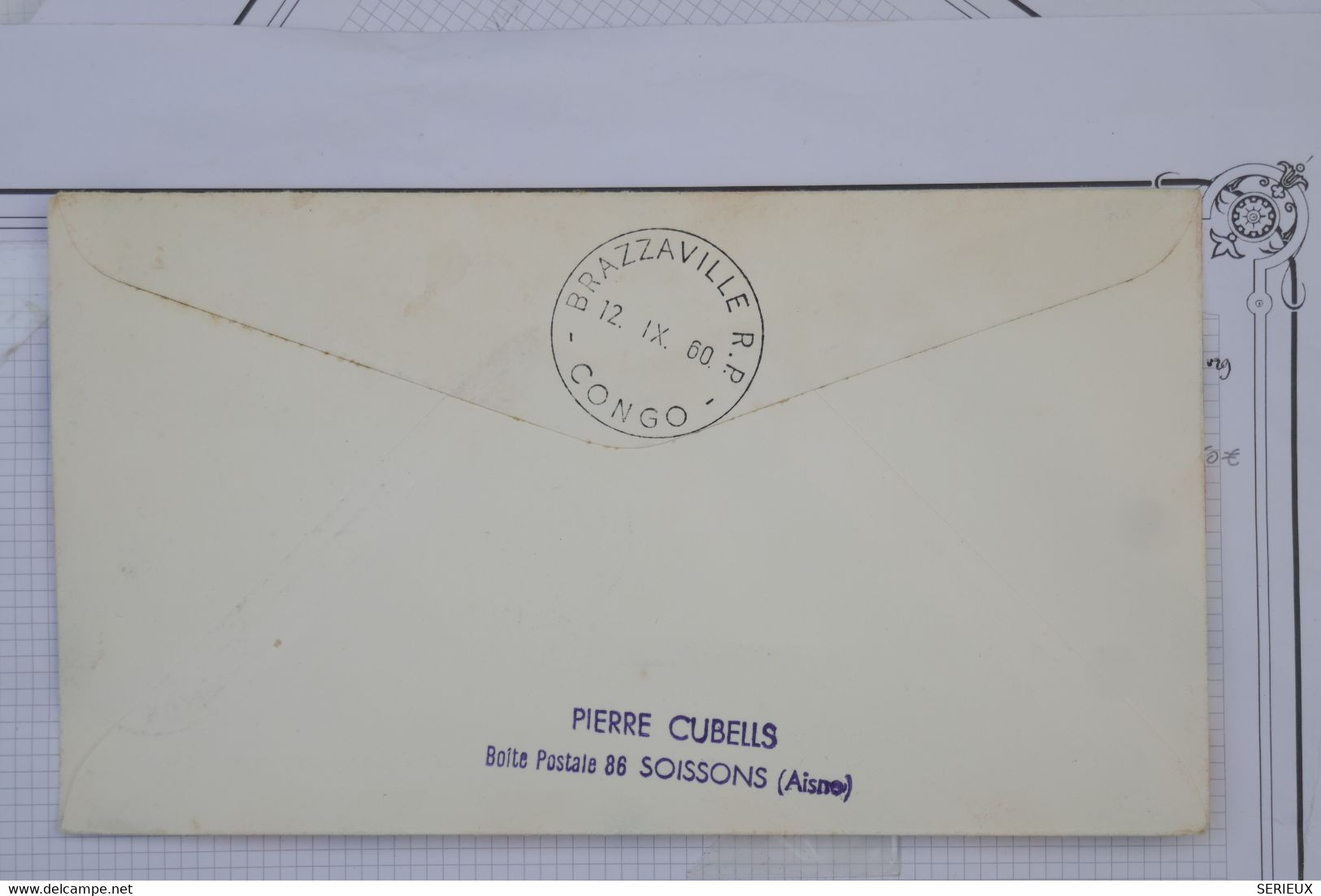 M8 FRANCE BELLE LETTRE 1960 1ER VOL  JET PARIS POUR BRAZZAVILLE CENTRAFRIQUE +AEROPHILATELIE+ AFFRANCH. PLAISANT - 1960-.... Cartas & Documentos