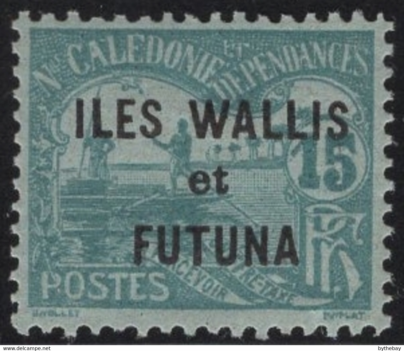 Wallis & Futuna 1920 MH Sc J3 15c Men Poling Boat - Timbres-taxe