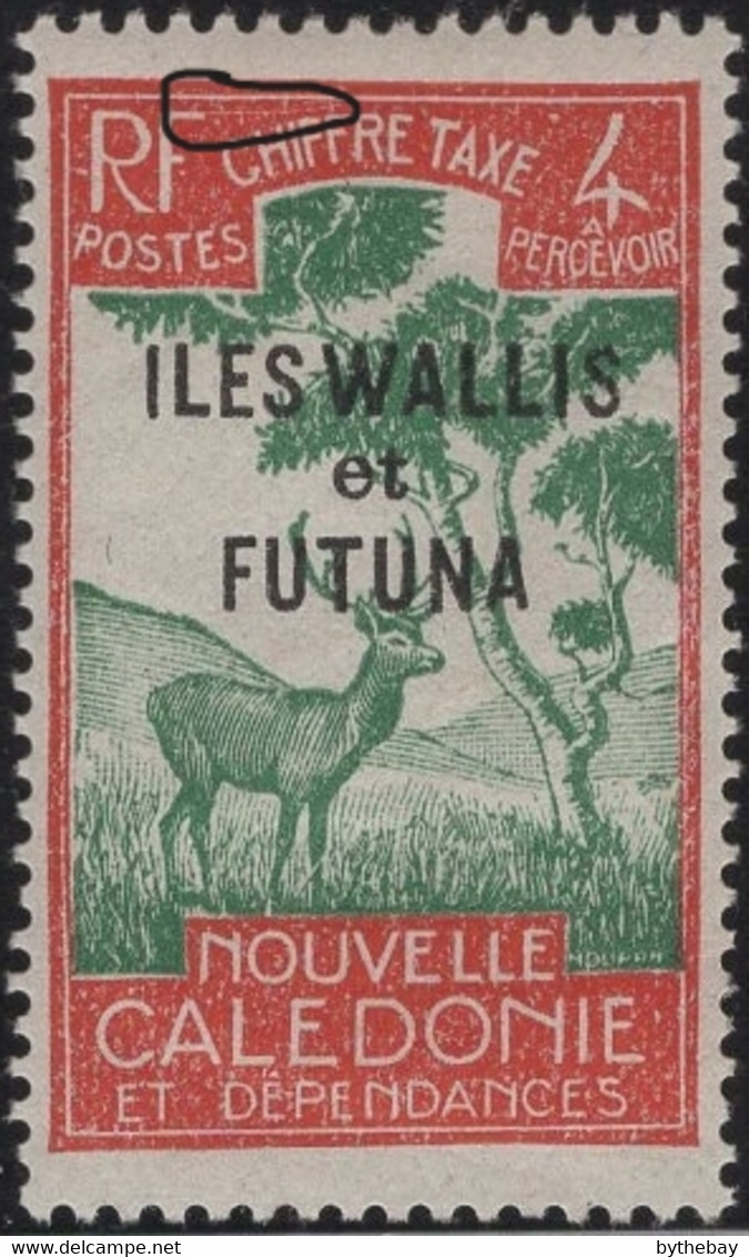 Wallis & Futuna 1930 MH Sc J12 4c Malayan Sambar Variety - Timbres-taxe