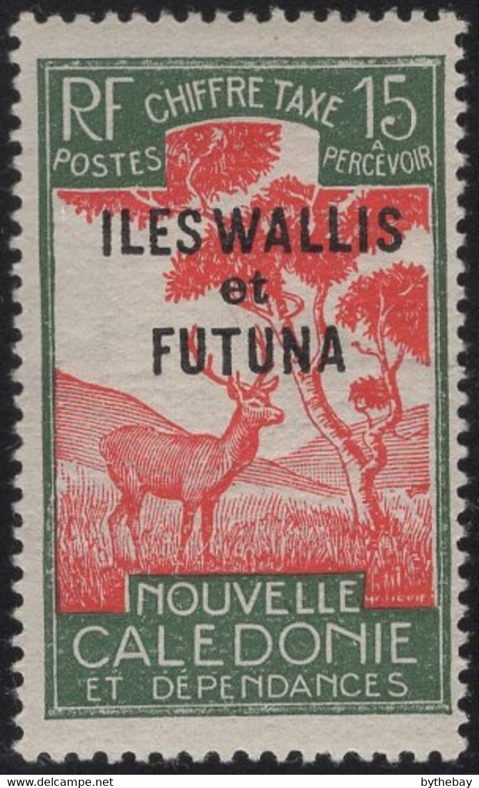 Wallis & Futuna 1930 MH Sc J15 15c Malayan Sambar Variety - Timbres-taxe