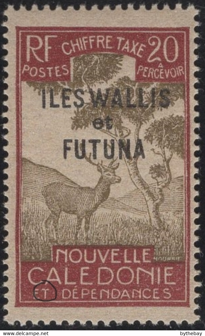 Wallis & Futuna 1930 MH Sc J16 20c Malayan Sambar Variety - Timbres-taxe