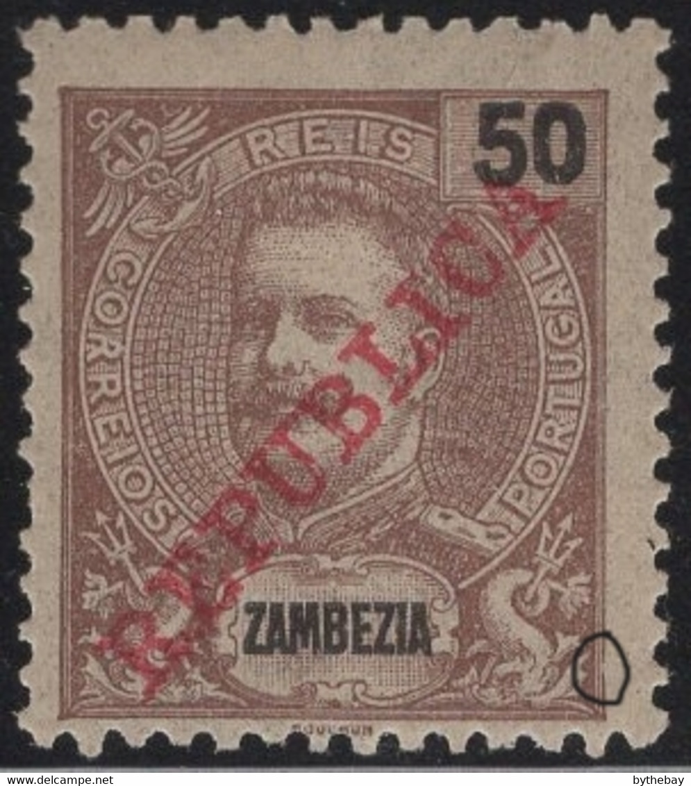 Zambezia 1911 MH Sc 60 50r King Carlos Variety - Zambeze