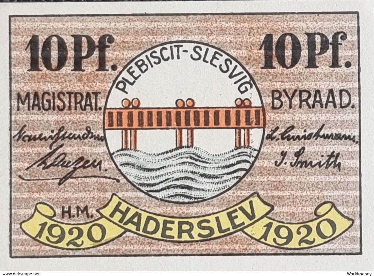 DENMARK  HADERSLEBEN  10 PFENNIG 1920  - UNC - Dinamarca