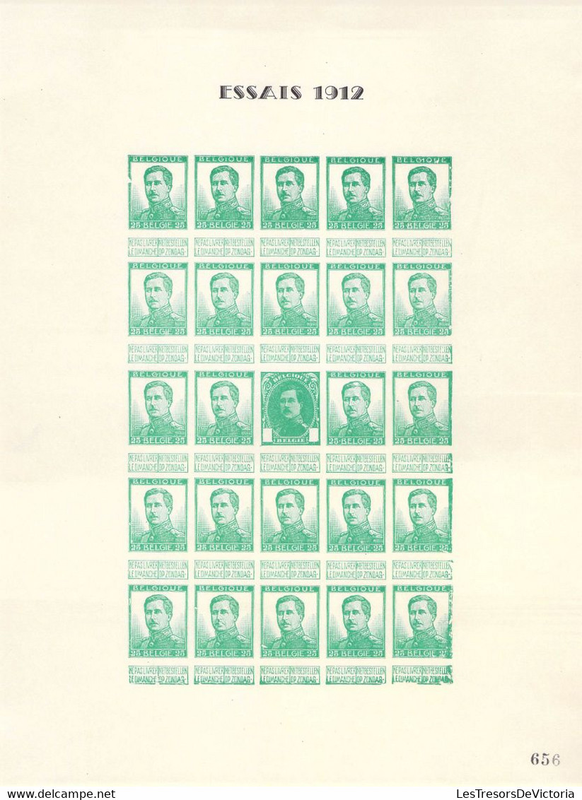 Pellens - Reimpression Privée - Essais De Couleur 1912 - 10 Feuillets De 24 Timbres - Proofs & Reprints