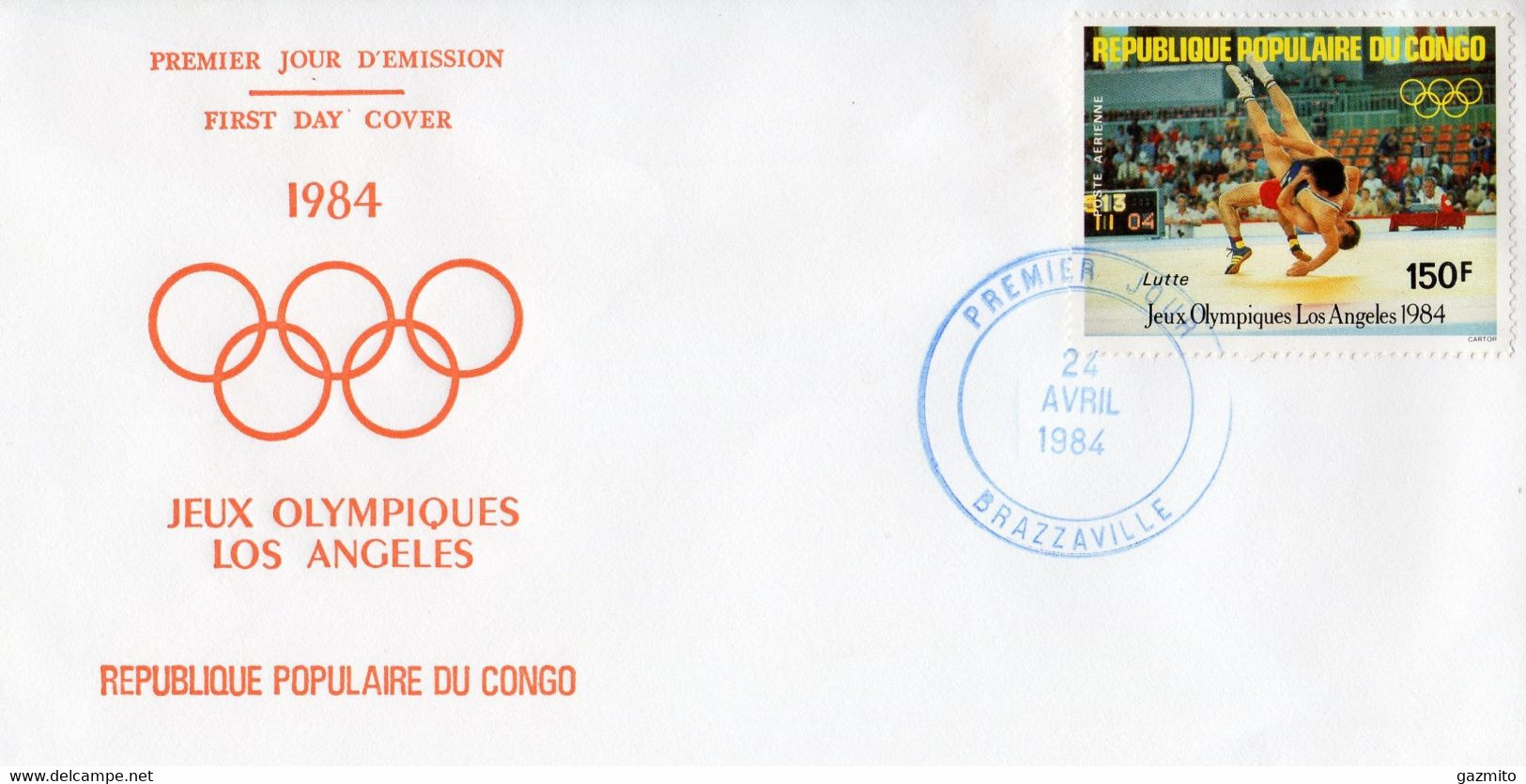 Congo Brazaville 1984, Olympic Game In Los Angeles, Fight, 1val In FDC - Zonder Classificatie