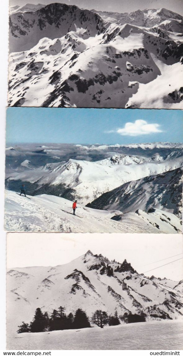 Lot De 3 Cpsm,1 Les Pyrénées Couleur, 2 Auvergne : Le Massif De Sancy, Aiguilles Et Téléphérique, 3 Luchon-superbagnères - Wintersport