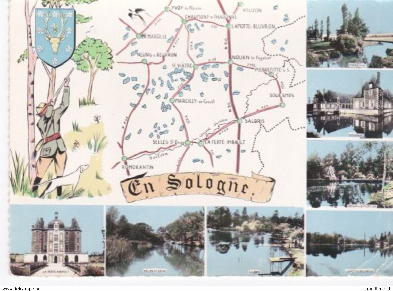 Cpsm Gd Format  Carte Géographique De Sologne Et Multi-vues 1963. - Cartes Géographiques