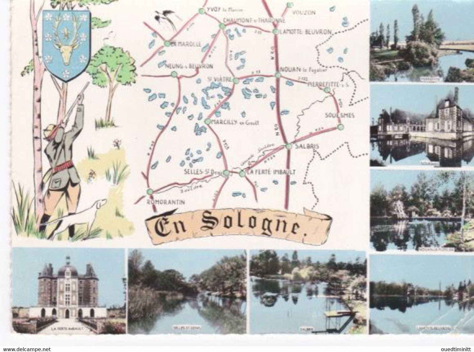 Cpsm Gd Format  Carte Géographique De Sologne Et Multi-vues 1963. - Carte Geografiche