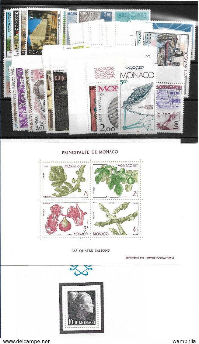 Monaco Année Complète 1983, 45 Timbres**/ Neufs Sans Charnière. Cote 119€. - Volledige Jaargang