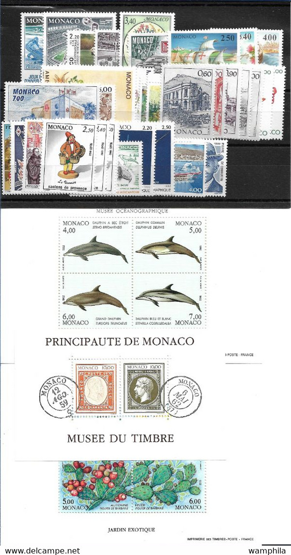 Monaco Année Complète 1992, 44 Timbres**/ Neufs Sans Charnière. Cote 130€. - Full Years