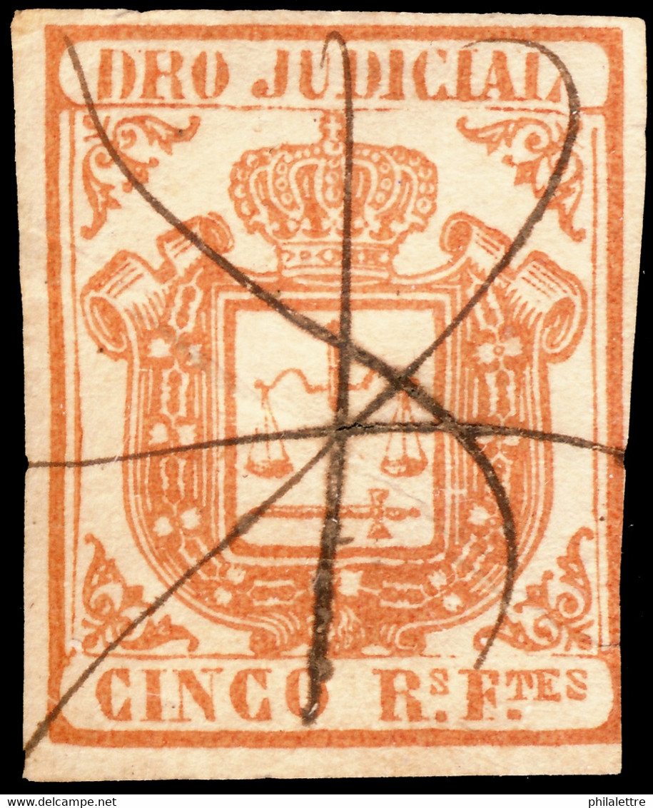 DEPENDENCIAS ESPAÑOLAS - Derecho Judicial (1856/65) 5R Naranja Bermellón - Usado / Used ° - Fiscali