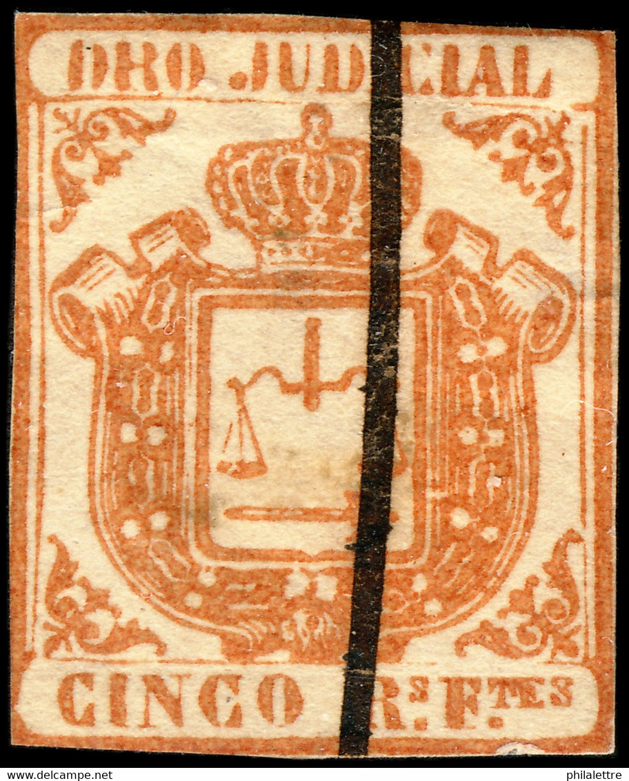 DEPENDENCIAS ESPAÑOLAS - Derecho Judicial (1856/65) 5R Naranja Bermellón - Usado / Used ° (c) - Revenue Stamps