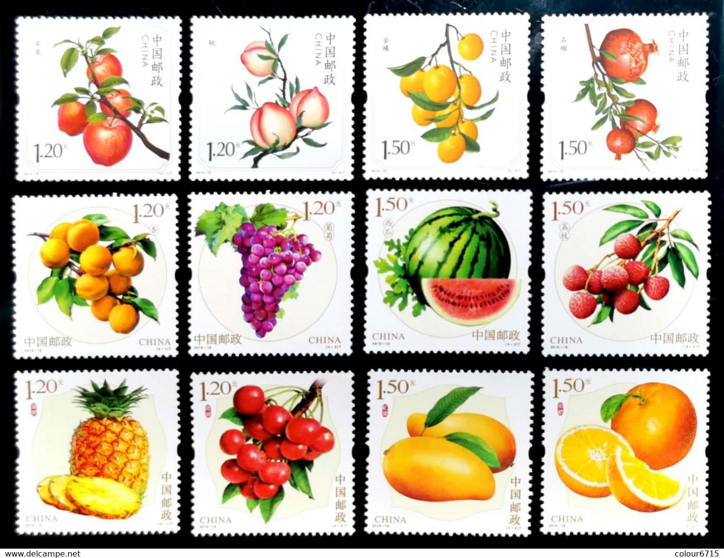 China 2014/2016/2018 Fruits Complete Series Stamps 12v+ Sheetlets 3v MNH - Lots & Serien