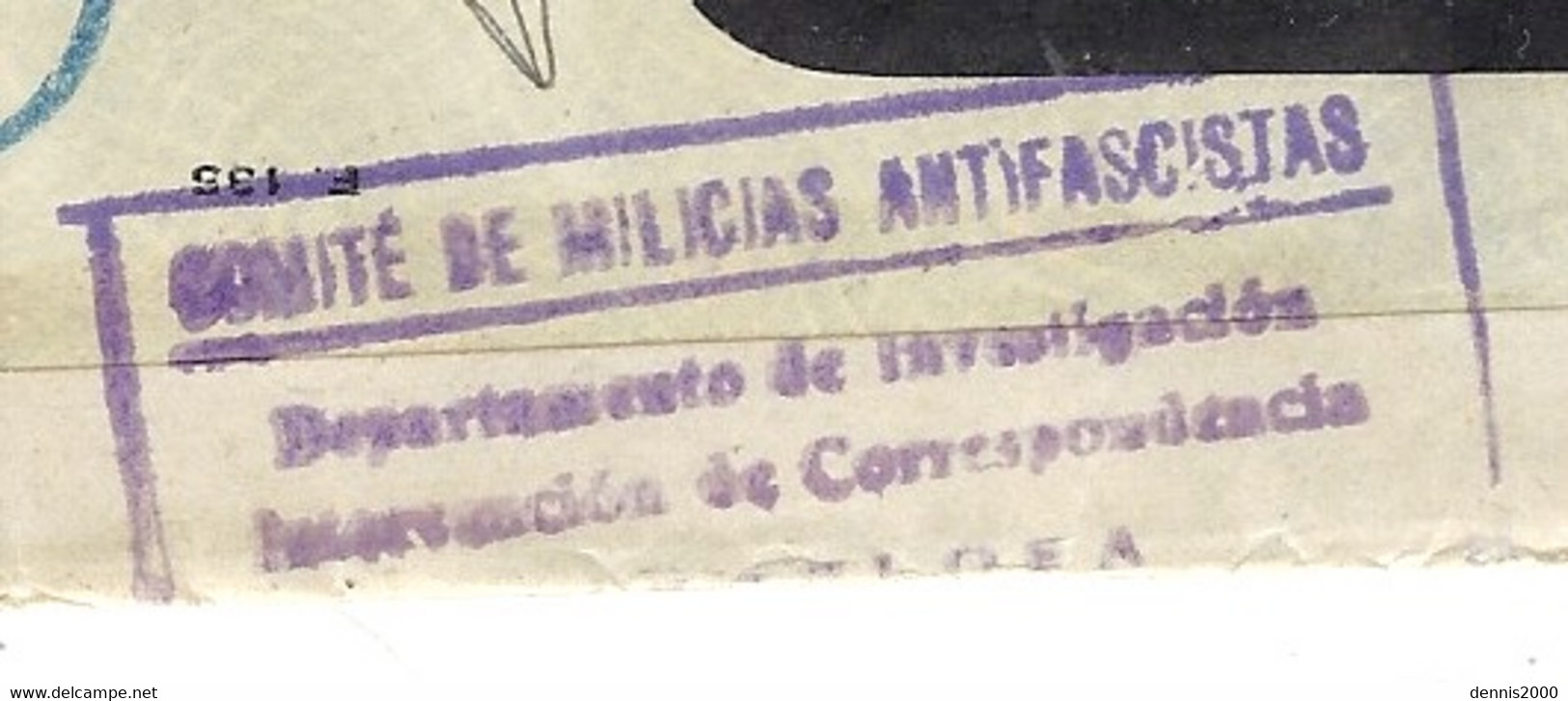 28-8-36- Lettre De France Pour Zaragoza Avec Retour à L'envoyeur -censure Du "COMITE DE MILICIAS ANTIFACISTAS " - Marques De Censures Républicaines