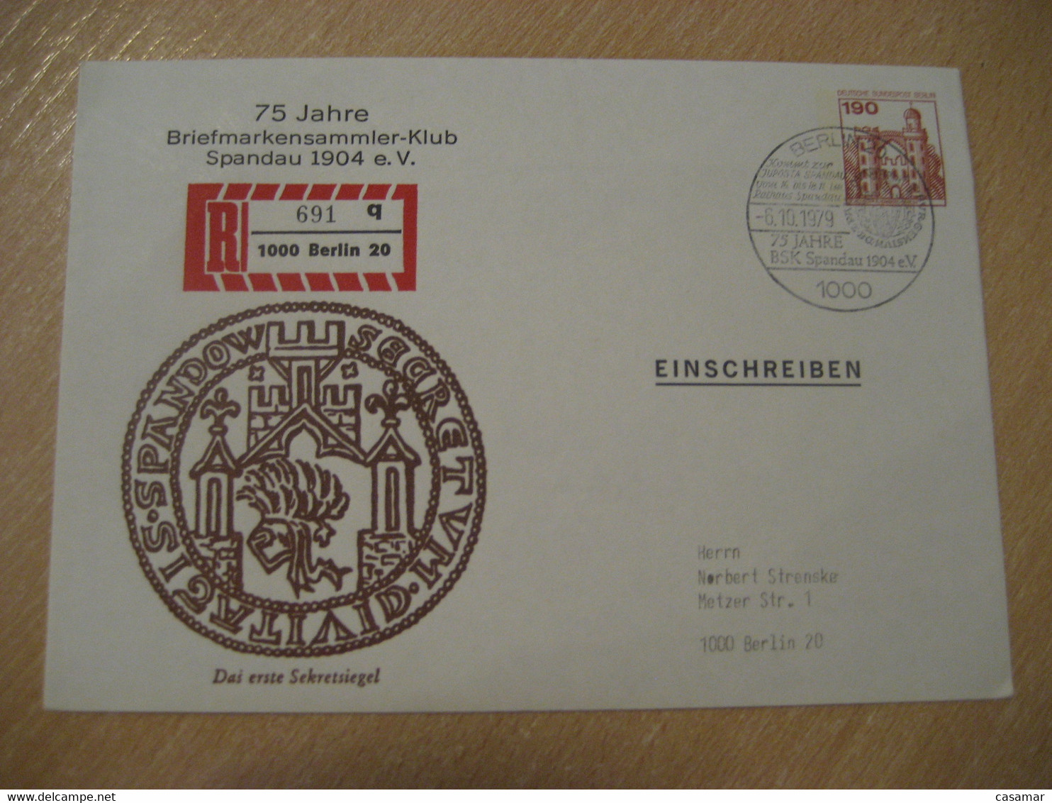 BERLIN 1979 Briefmarkensammler Klub Spandau Private Cancel Postal Stationery Cover BERLIN GERMANY - Privé Briefomslagen - Gebruikt