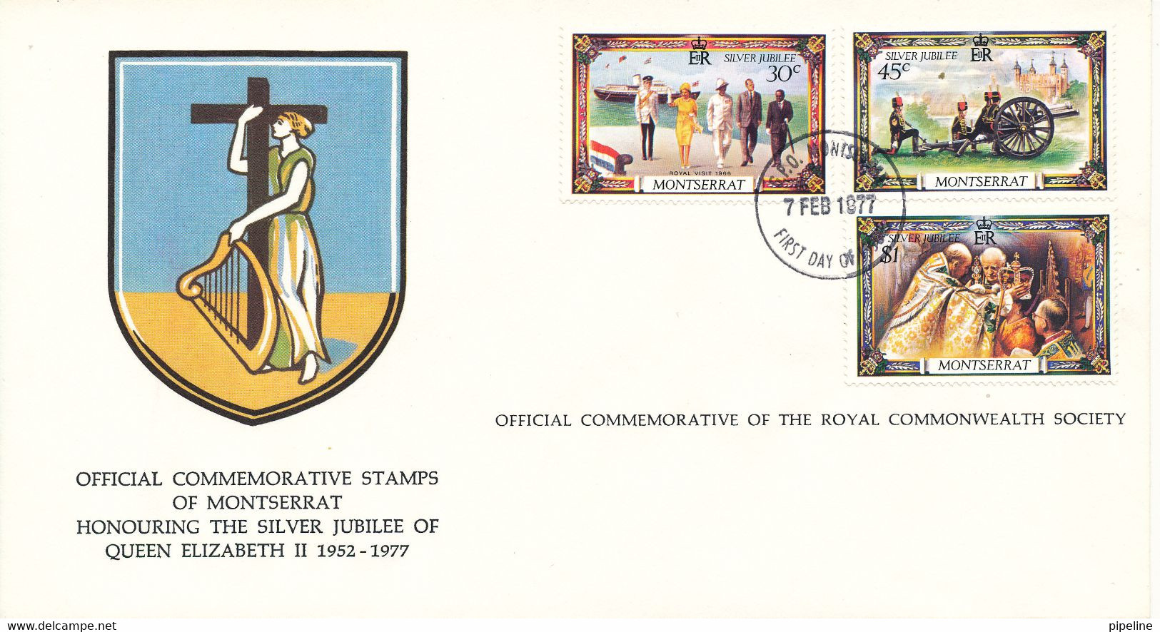 Montserrat FDC 7-2-1977 Honouring The Silver Jubilee Of Queen Elizabeth II With Cachet - Montserrat