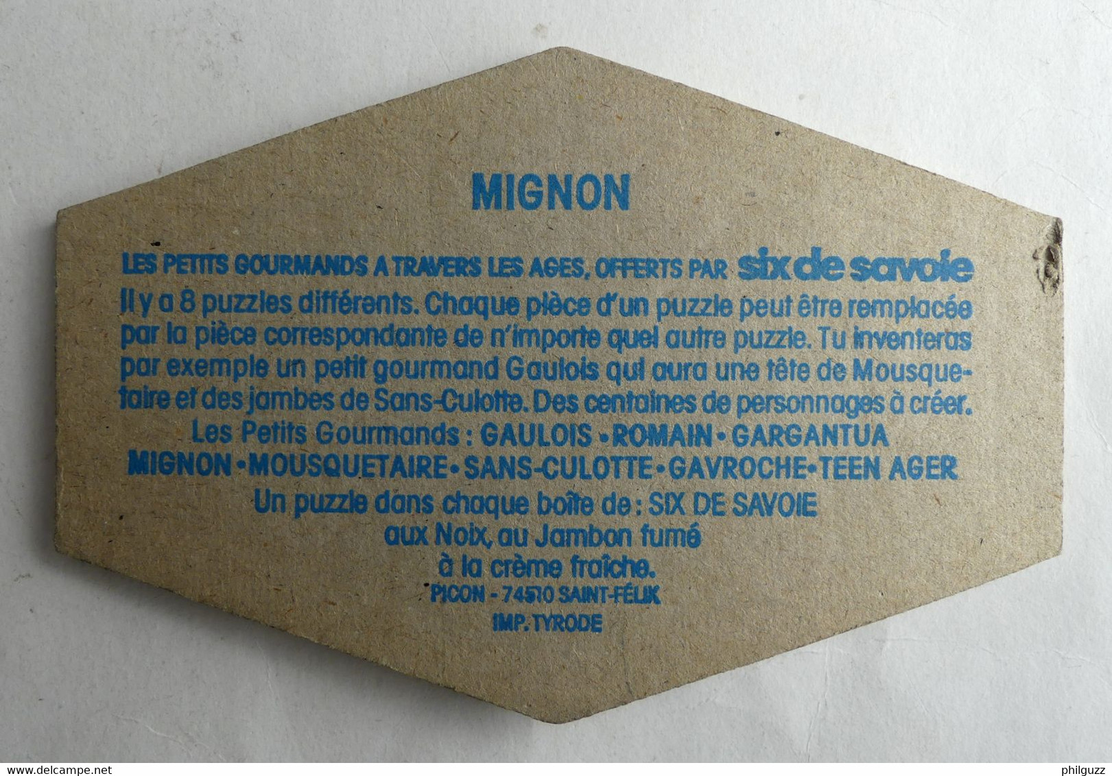 IMAGE PUZZLE SIX DE SAVOIE LES PETITS GOURMANDS A TRAVERS LES AGES LE MIGNON 1980 - Puzzles