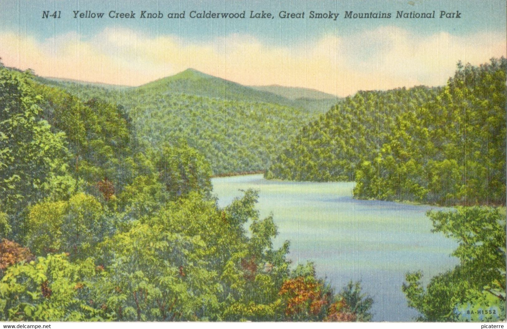 N41 Yellow Creek Knob & Calderwood Lake, Great Smoky Mountains National Park C1940 (Ashford Postcard Co.) - USA National Parks