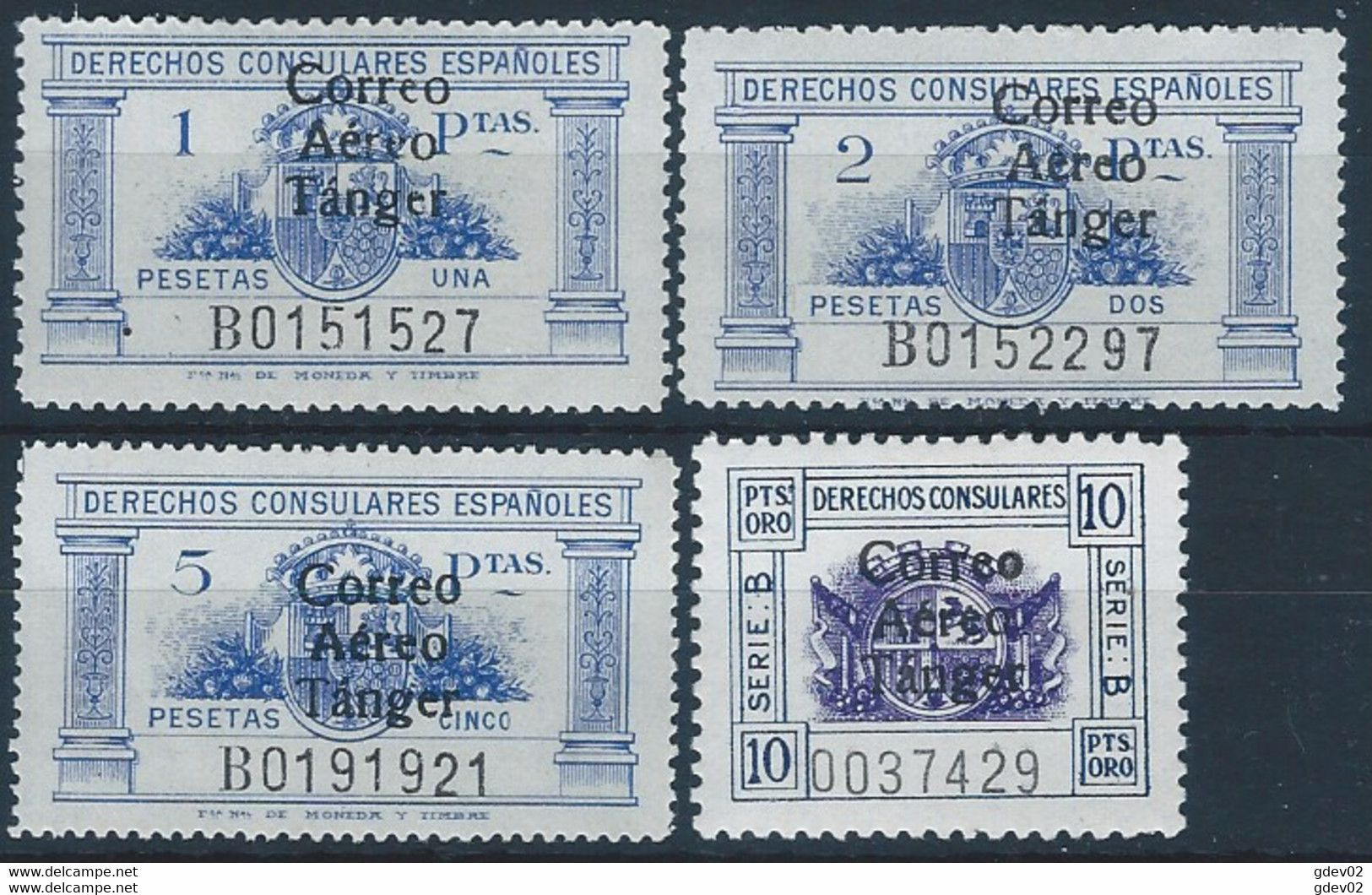 TA147SCCF-L4274PC-TFISCALPOSTA.Maroc.Marocco.TANGER ESPAÑOL.CONSULARES AEREOS.1926  (Ed 147/0*) Con Charnela.MUY BONITO - Fiscal-postal