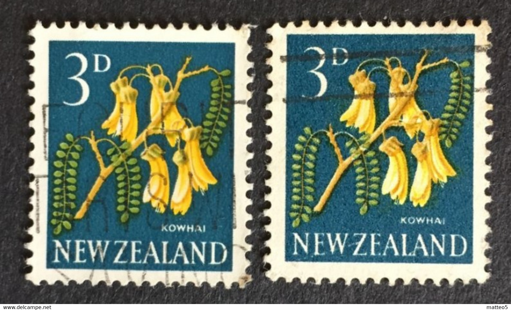 1924 - New Zealand - Flowers ( Kowhai ) 3d - Used - 2 Stamps - Oblitérés