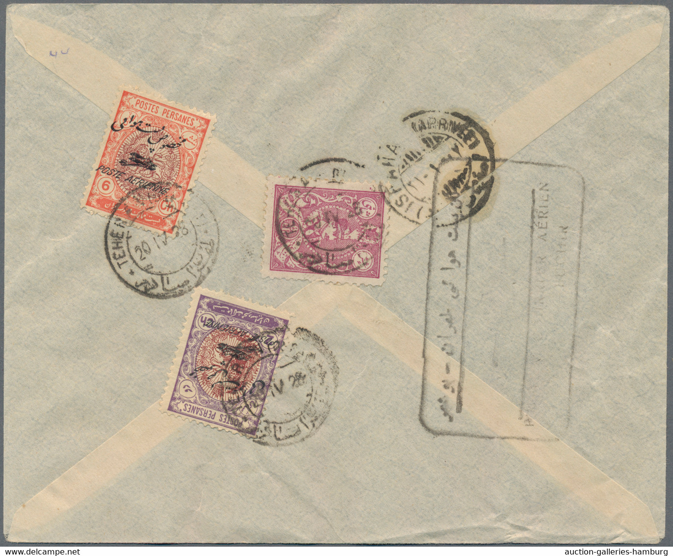 Iran: 1928 (20 Apr.) First Flight Teheran-Bushire Cover To Isfahan, Franked On T - Iran