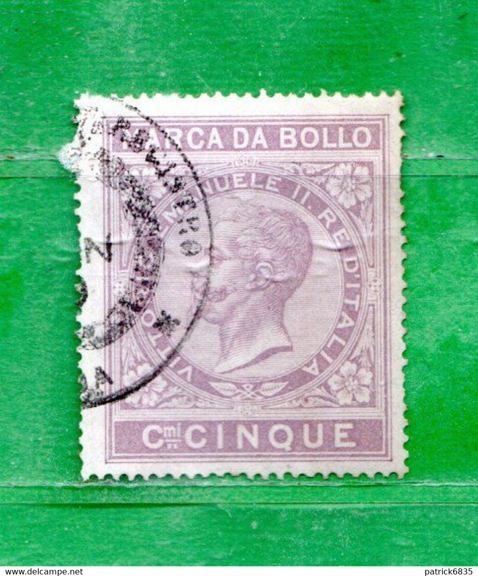 Marca Da Bollo A Tassa Fissa°- 1863/71- C. 5 , Cat.Unif . N°7. Fil. Scudo. D. 14 - Revenue Stamps