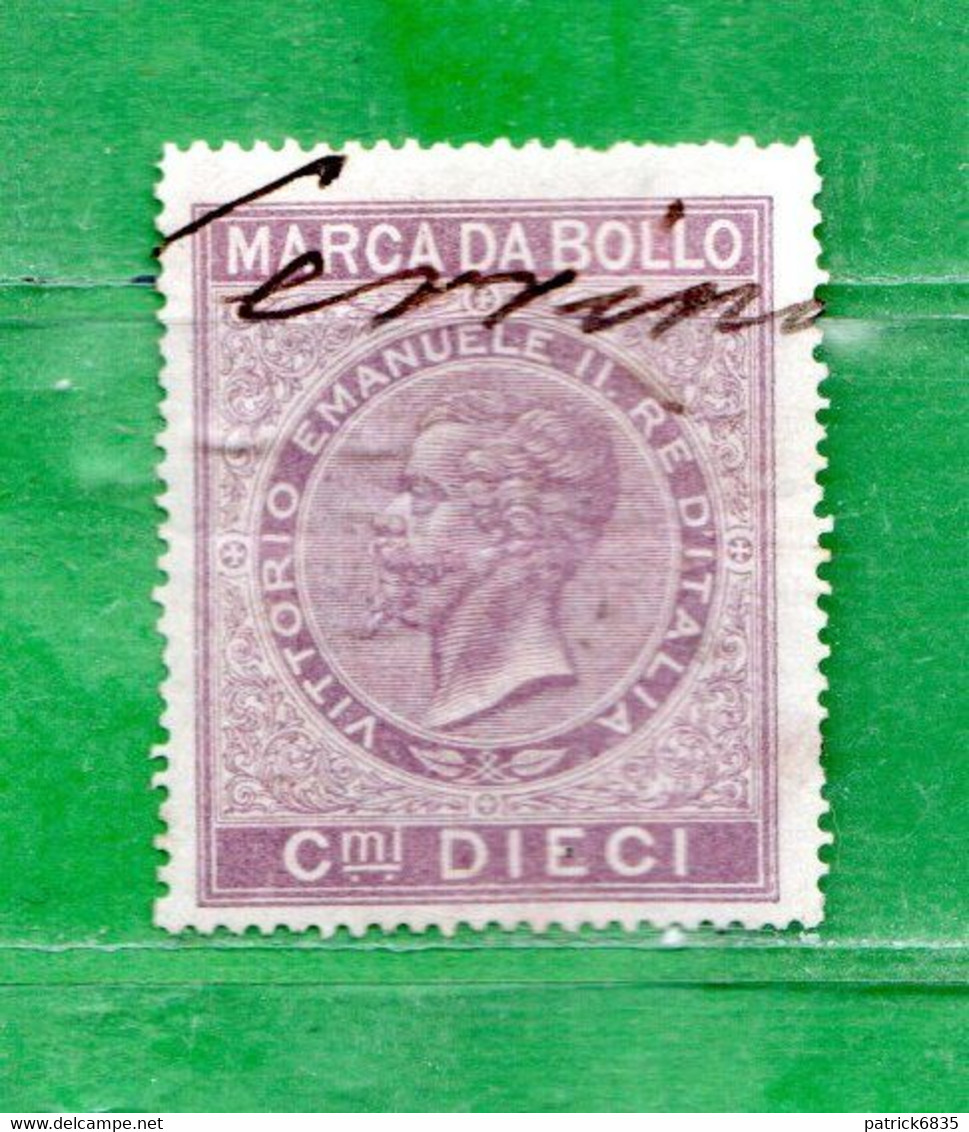 Marca Da Bollo A Tassa Fissa°- 1863/71- C. 10 , Cat.Unif . N°8. Fil. Scudo. D. 14 - Revenue Stamps