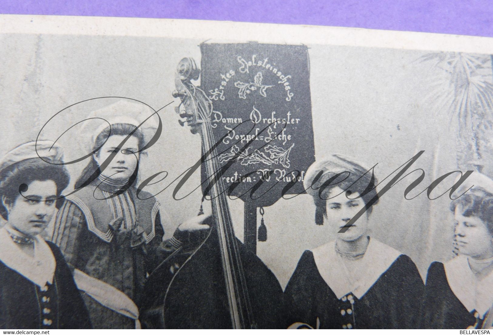 Schleswig-Holsteinisches Damen Orchester "Doppel-Eiche- Dir W.Rudolph.Viool Cello Contrabas Altviool. Edit Trenkler 1906 - Musique Et Musiciens