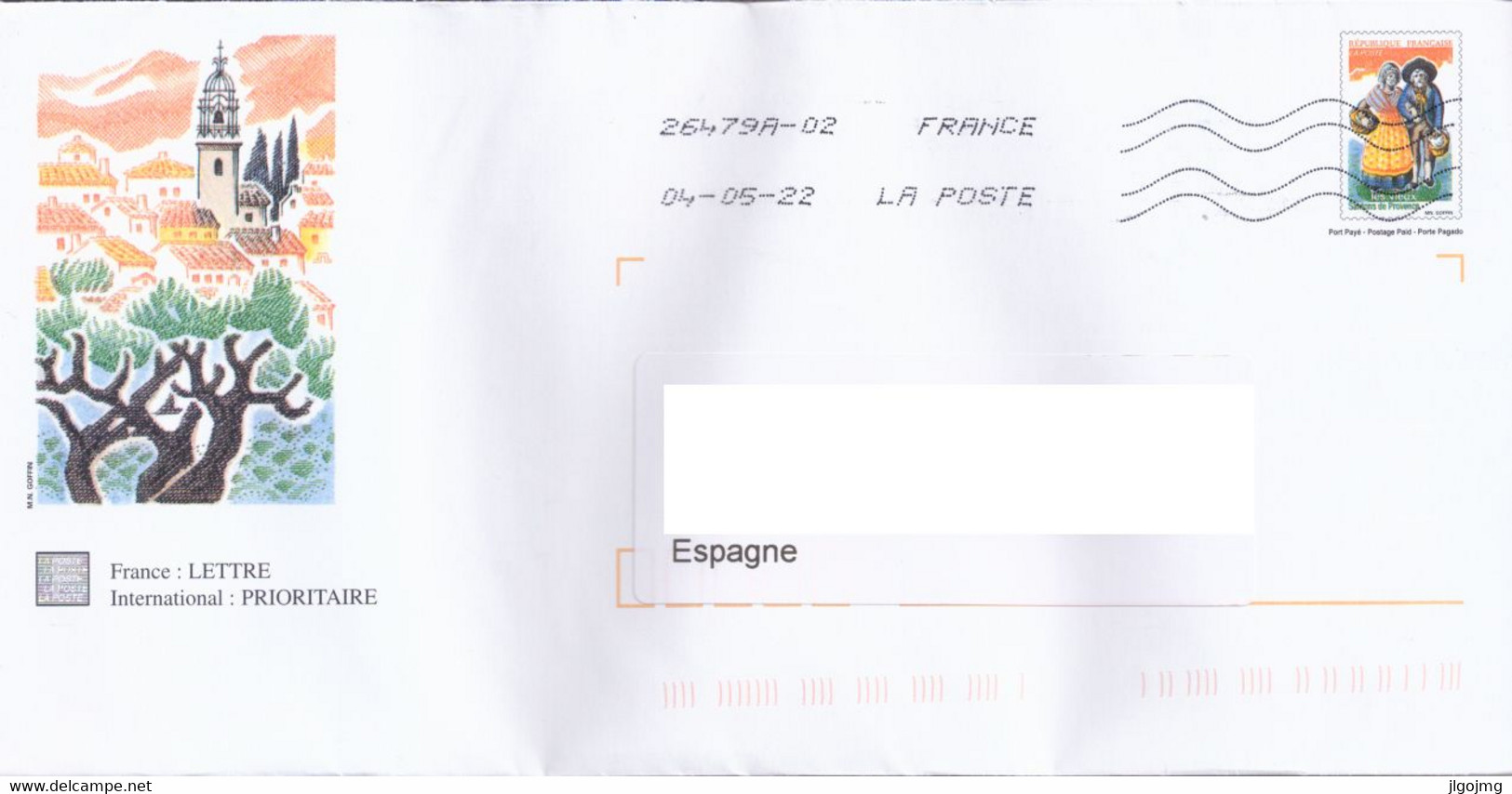 2022 ENTERO POSTAL FRANCIA-SANTONS DE PROVENCE-TARIFA HASTA 20 GR. CIRCULADO - Verzamelingen En Reeksen: PAP