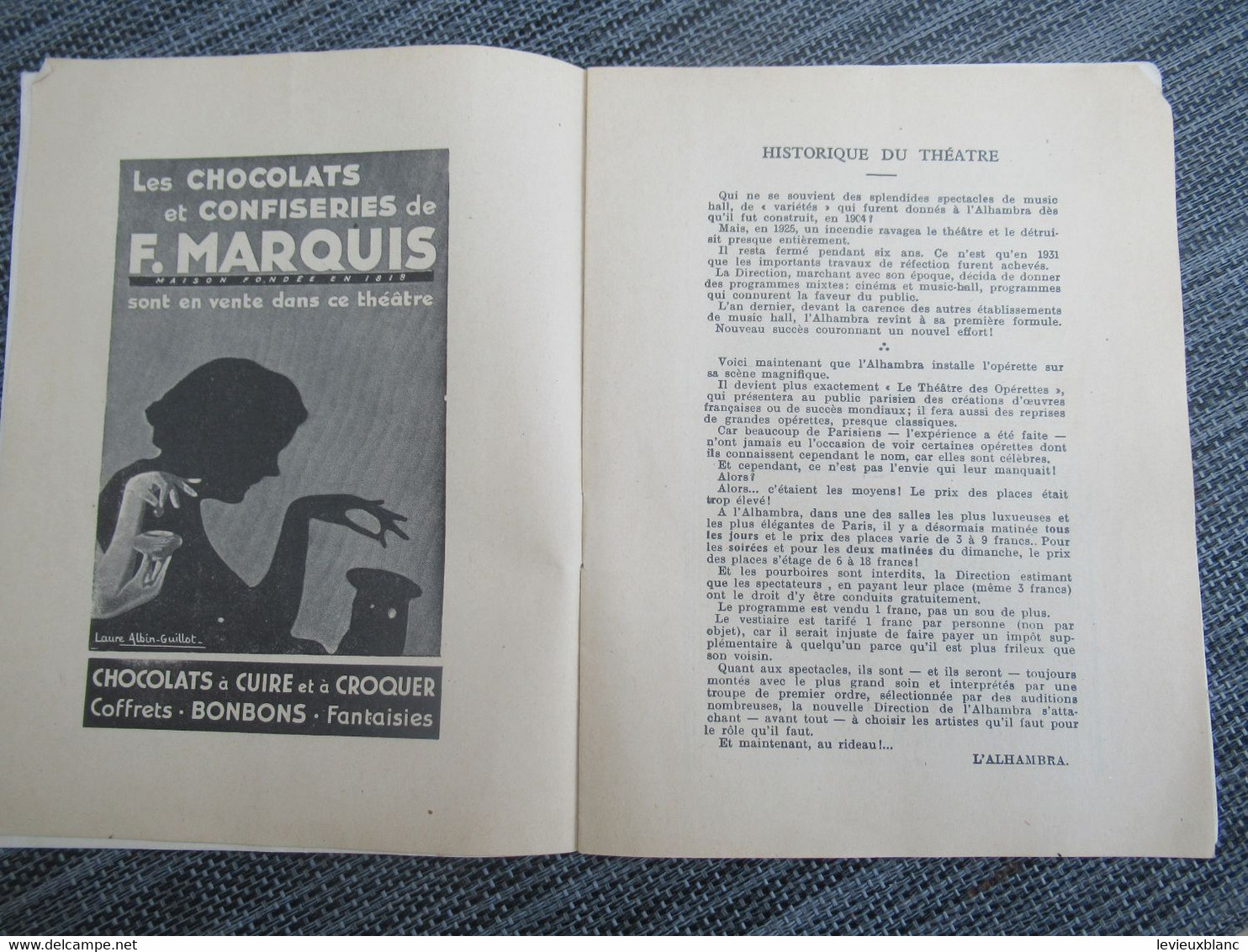 Programme Ancien De Théâtre/ALHAMBRA/ Véronique / Le Théâtre Des Opérettes/Vanloo & Duval/vers 1932              PROG293 - Programmes