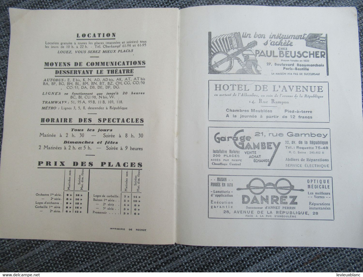 Programme ancien de théâtre/ALHAMBRA/ Véronique / Le Théâtre des Opérettes/Vanloo & Duval/vers 1932              PROG293