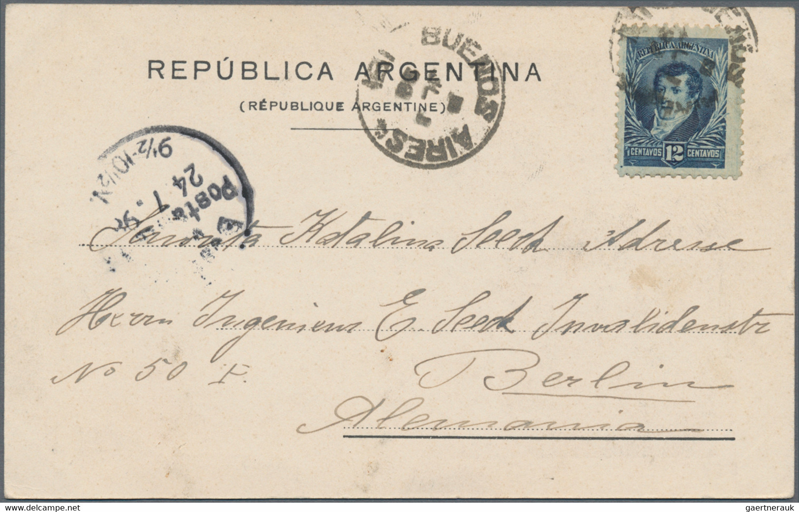 Argentina: 1888/1910, assortment of 17 covers/used stationeries and one front of