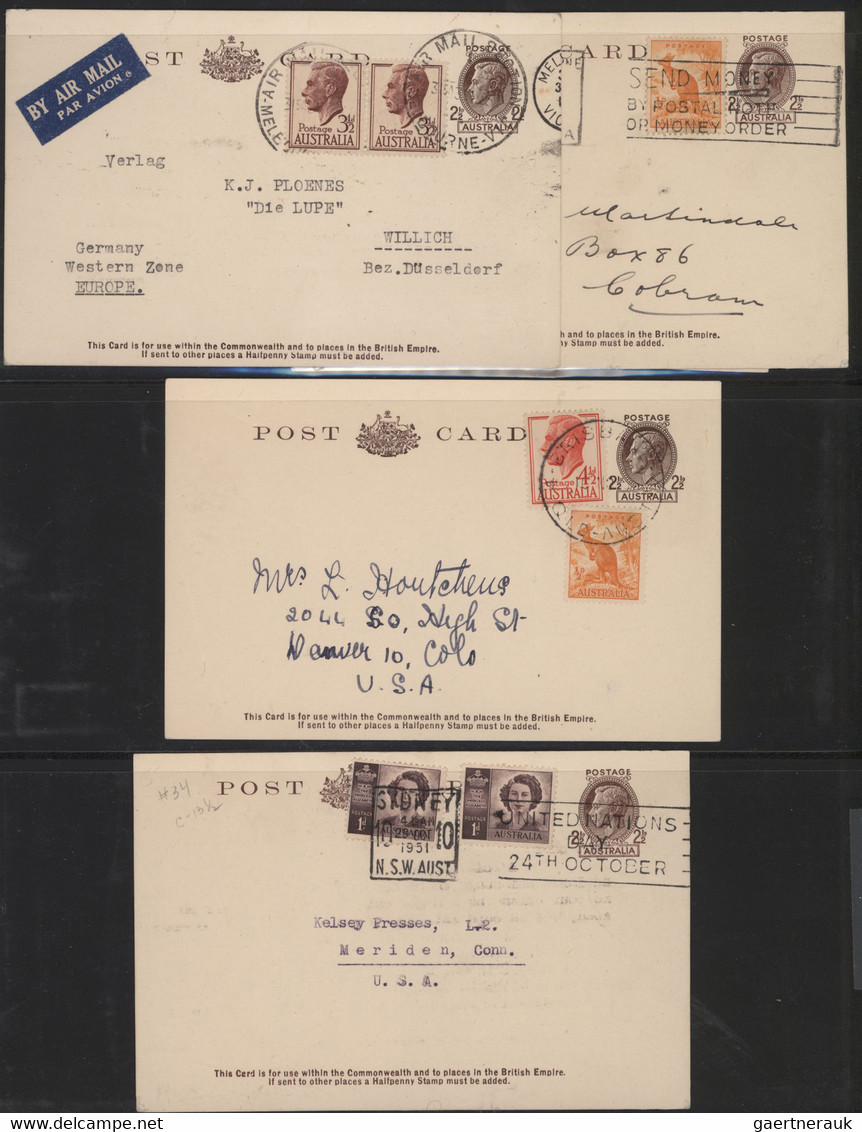 Australia - postal stationery: 1943/1953, 2d, 2 ½d and 3d KGVI POSTCARDS (BW P72