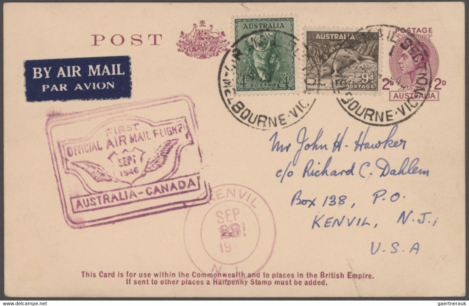 Australia - postal stationery: 1943/1953, 2d, 2 ½d and 3d KGVI POSTCARDS (BW P72