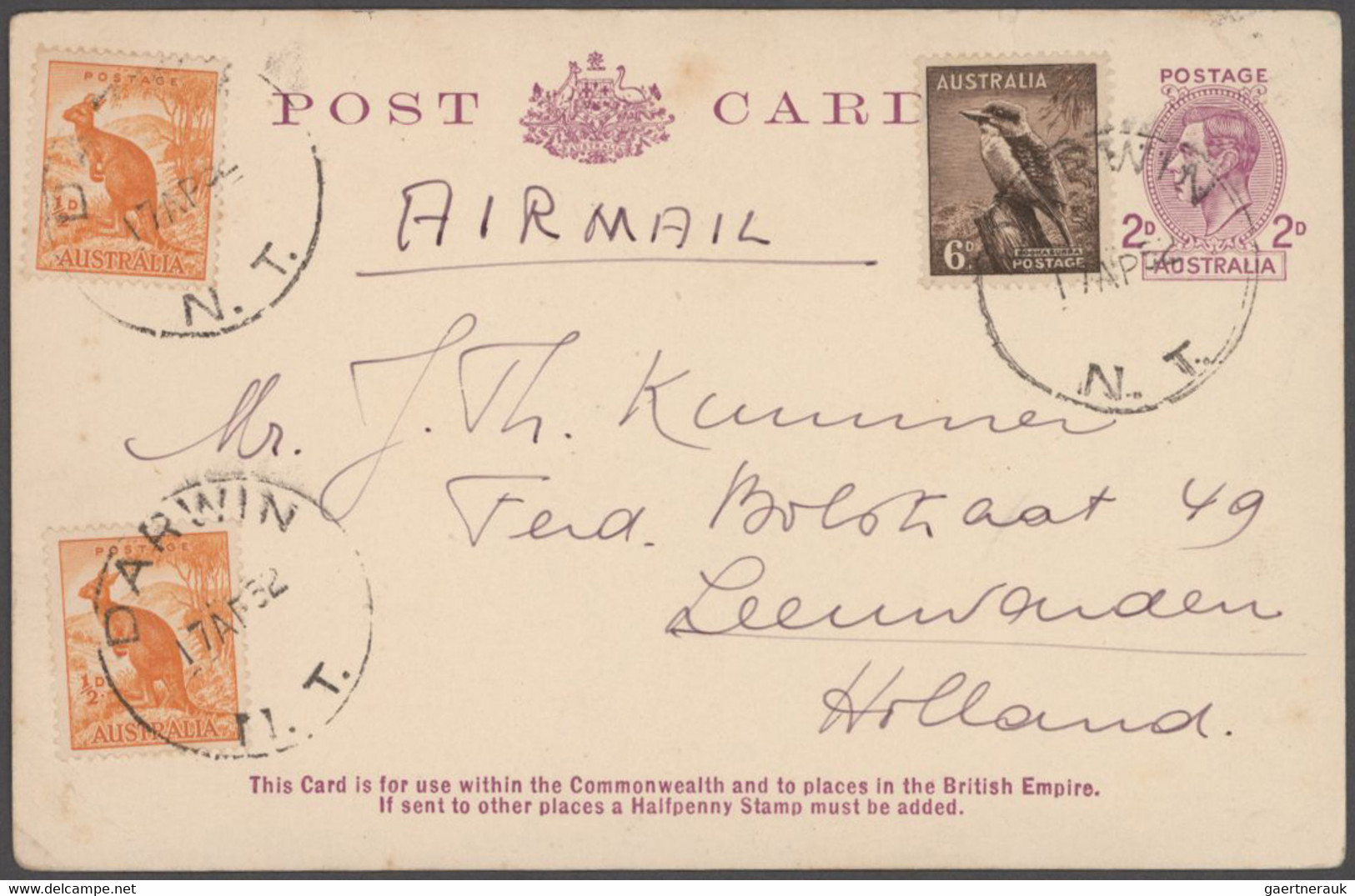 Australia - postal stationery: 1943/1953, 2d, 2 ½d and 3d KGVI POSTCARDS (BW P72