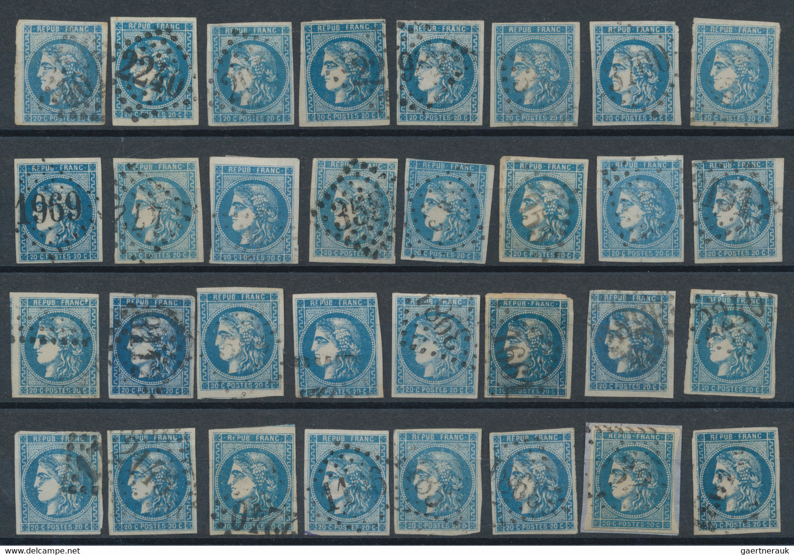 France: 1870/1871, BORDEAUX 20c. Blue, Specialised Assortment/collection Of Appr - Collections