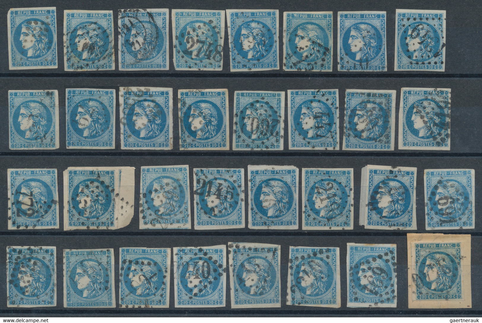 France: 1870/1871, BORDEAUX 20c. Blue, Specialised Assortment/collection Of Appr - Collections