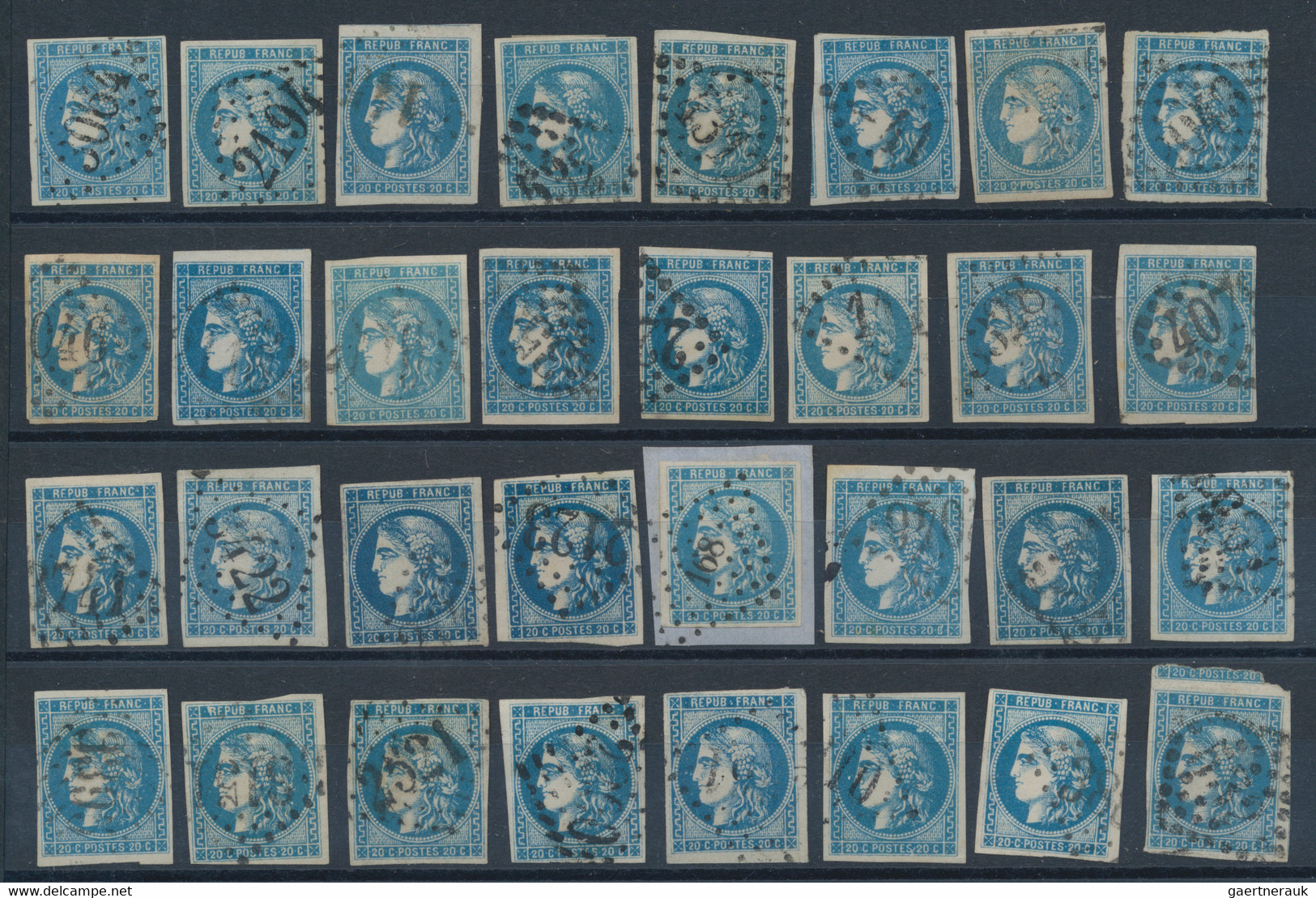 France: 1870/1871, BORDEAUX 20c. blue, specialised assortment/collection of appr