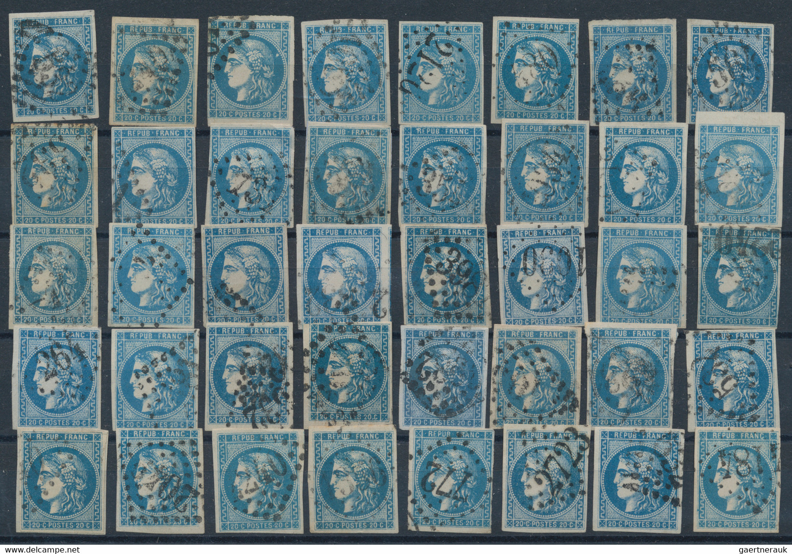 France: 1870/1871, BORDEAUX 20c. blue, specialised assortment/collection of appr