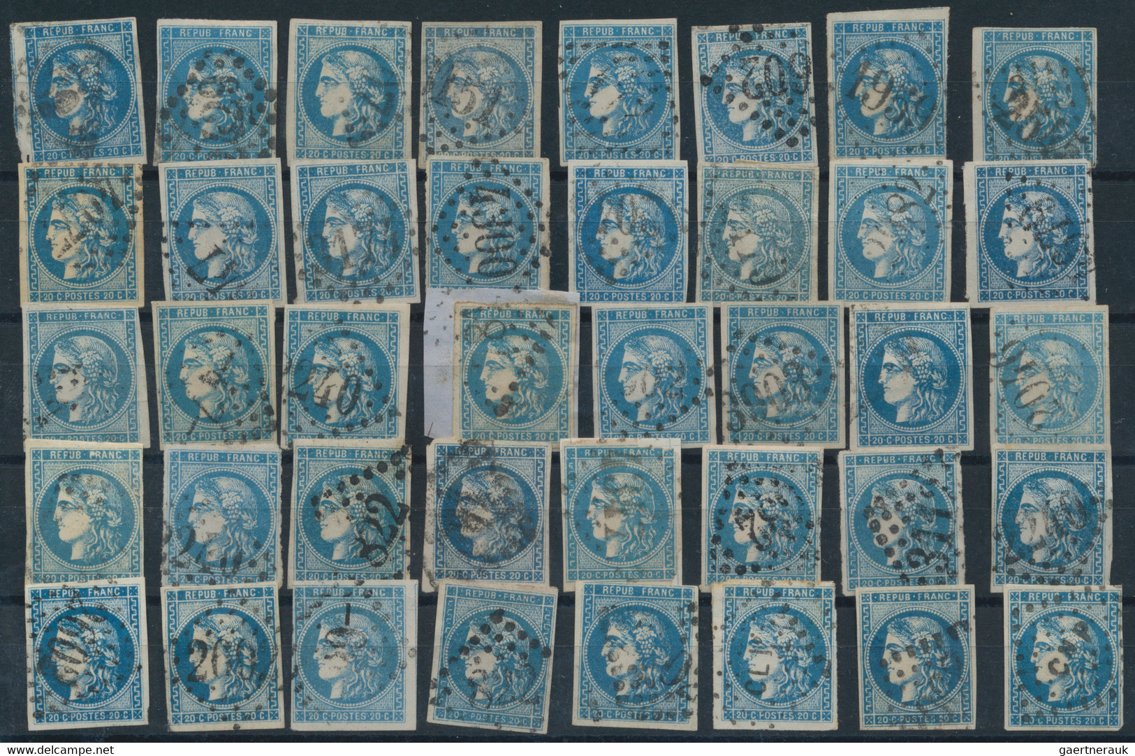 France: 1870/1871, BORDEAUX 20c. blue, specialised assortment/collection of appr