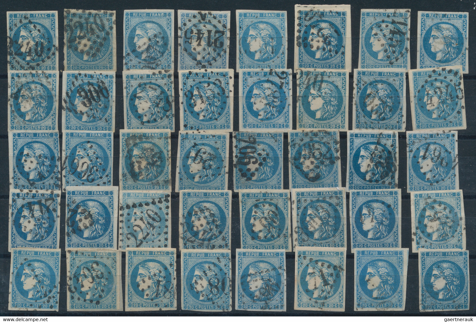 France: 1870/1871, BORDEAUX 20c. blue, specialised assortment/collection of appr