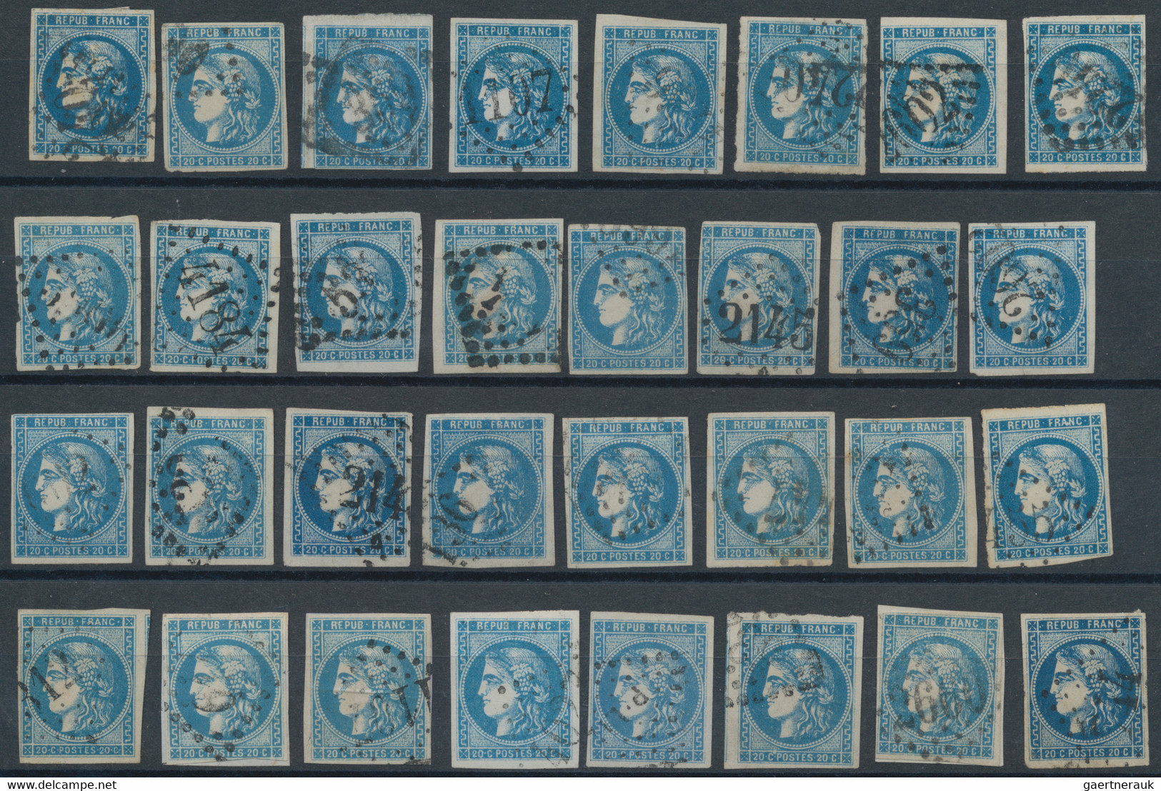 France: 1870/1871, BORDEAUX 20c. blue, specialised assortment/collection of appr